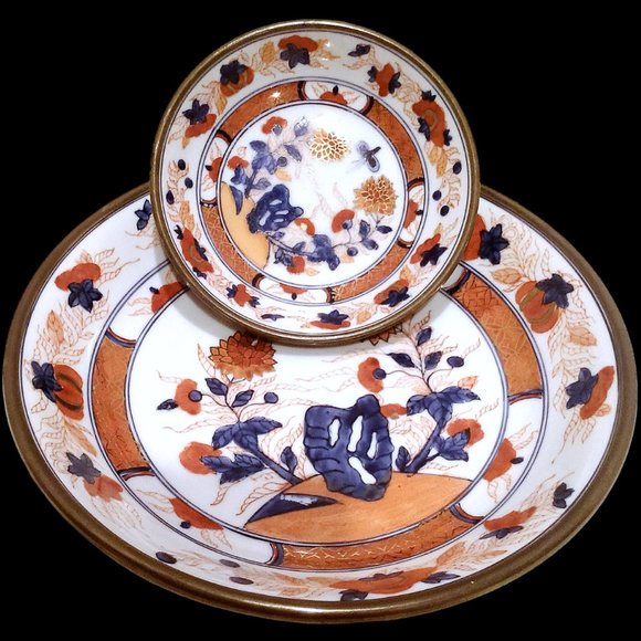 Hand Painted Vintage Japanese Enamel Imari Bowls, Set of 2, Decorative Bowls - Picture 1 of 11